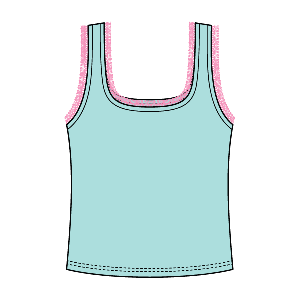 Square Neck Ribbed Tank with Lace Trim