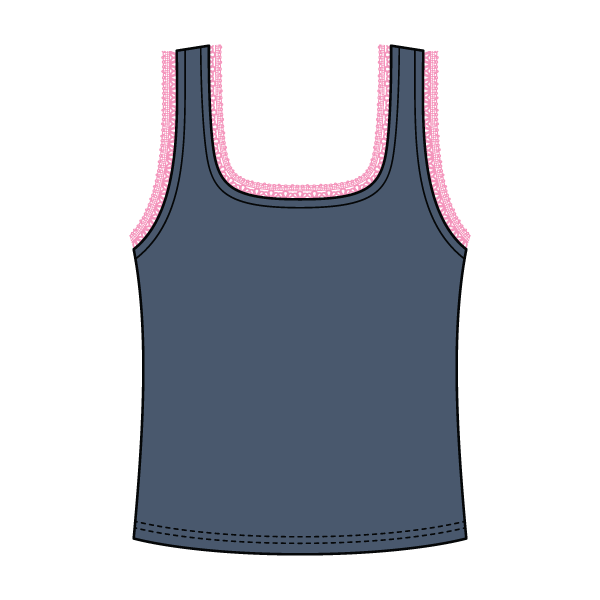 Square Neck Ribbed Tank with Lace Trim