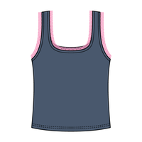 Square Neck Ribbed Tank with Lace Trim