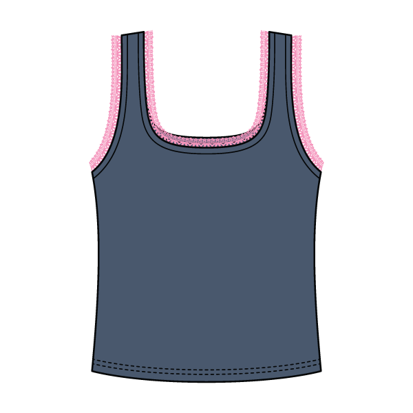 Square Neck Ribbed Tank with Lace Trim