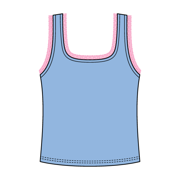 Square Neck Ribbed Tank with Lace Trim