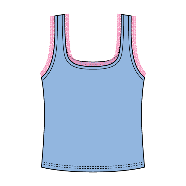 Square Neck Ribbed Tank with Lace Trim