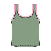 Square Neck Ribbed Tank with Lace Trim