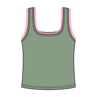 Square Neck Ribbed Tank with Lace Trim