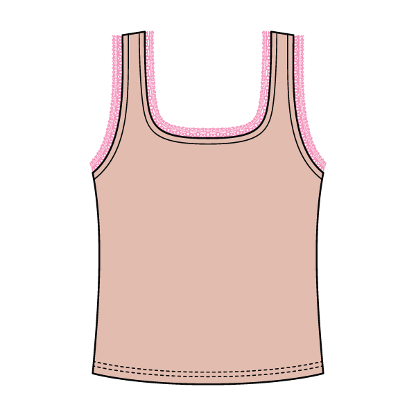 Square Neck Ribbed Tank with Lace Trim