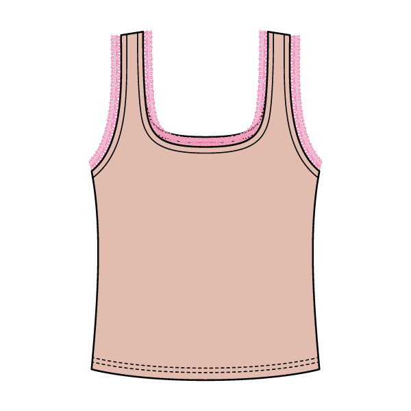 Square Neck Ribbed Tank with Lace Trim
