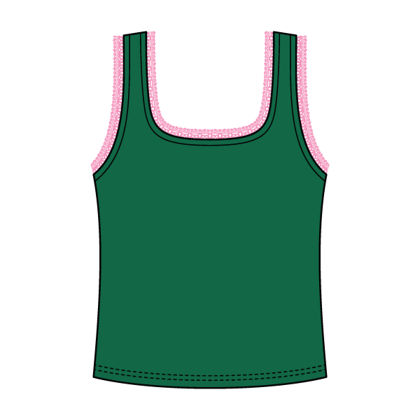 Square Neck Ribbed Tank with Lace Trim