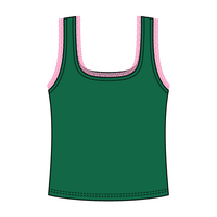 Square Neck Ribbed Tank with Lace Trim
