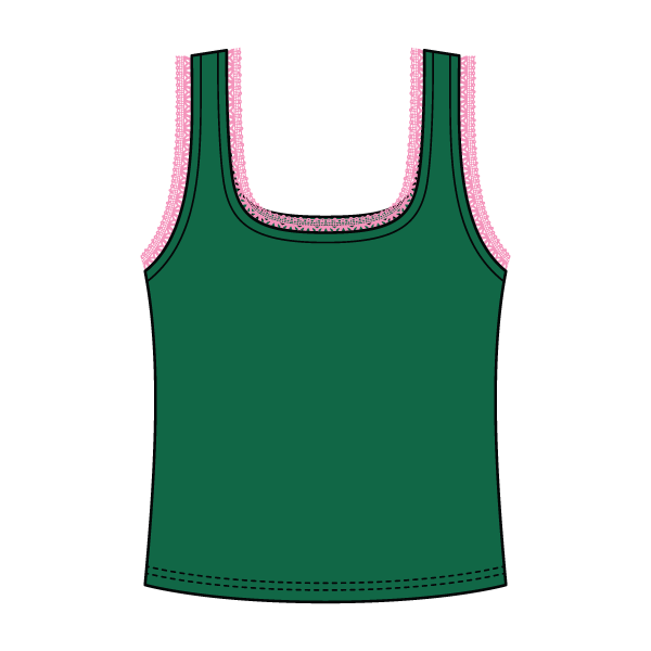 Square Neck Ribbed Tank with Lace Trim