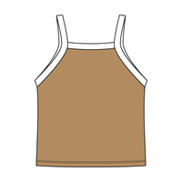 Square High Neck Rib Spaghetti Tank