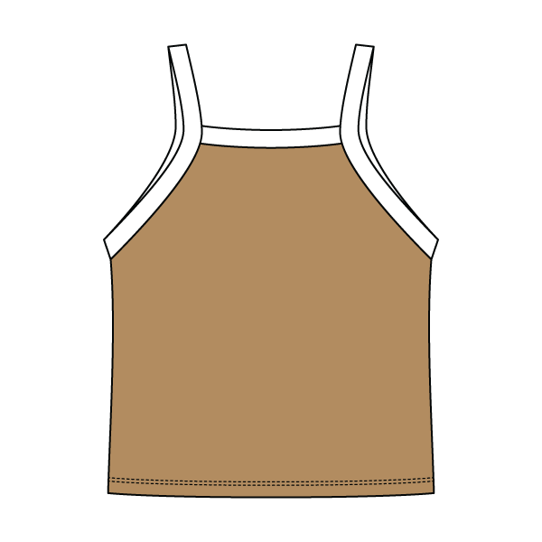 Square High Neck Rib Spaghetti Tank