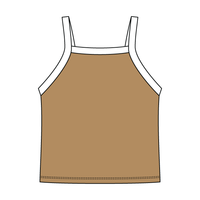 Square High Neck Rib Spaghetti Tank