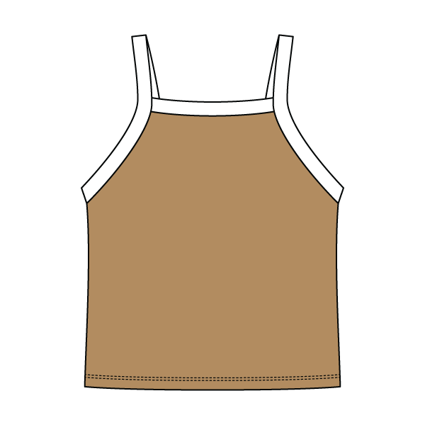 Square High Neck Rib Spaghetti Tank