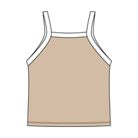 Square High Neck Rib Spaghetti Tank