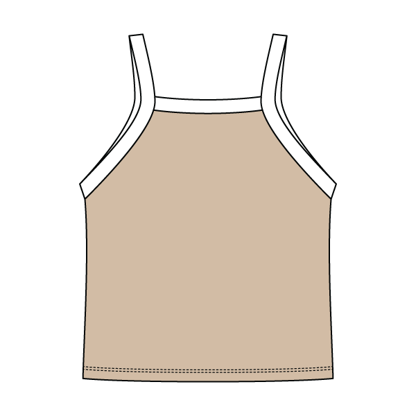 Square High Neck Rib Spaghetti Tank