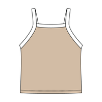 Square High Neck Rib Spaghetti Tank