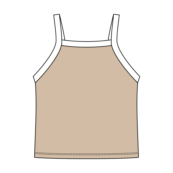 Square High Neck Rib Spaghetti Tank