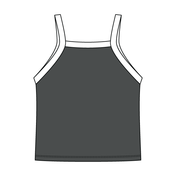 Square High Neck Rib Spaghetti Tank