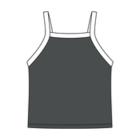 Square High Neck Rib Spaghetti Tank