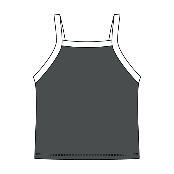 Square High Neck Rib Spaghetti Tank