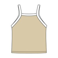 Square High Neck Rib Spaghetti Tank