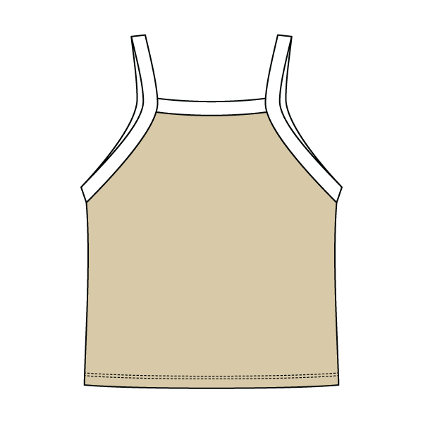 Square High Neck Rib Spaghetti Tank
