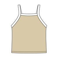 Square High Neck Rib Spaghetti Tank