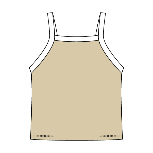 Square High Neck Rib Spaghetti Tank