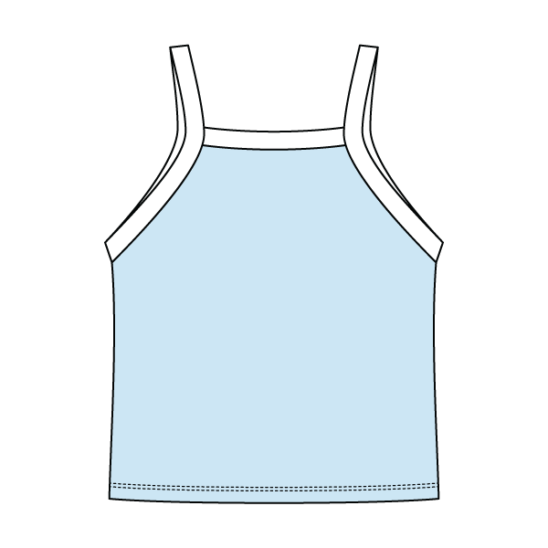 Square High Neck Rib Spaghetti Tank
