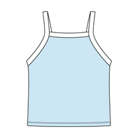 Square High Neck Rib Spaghetti Tank