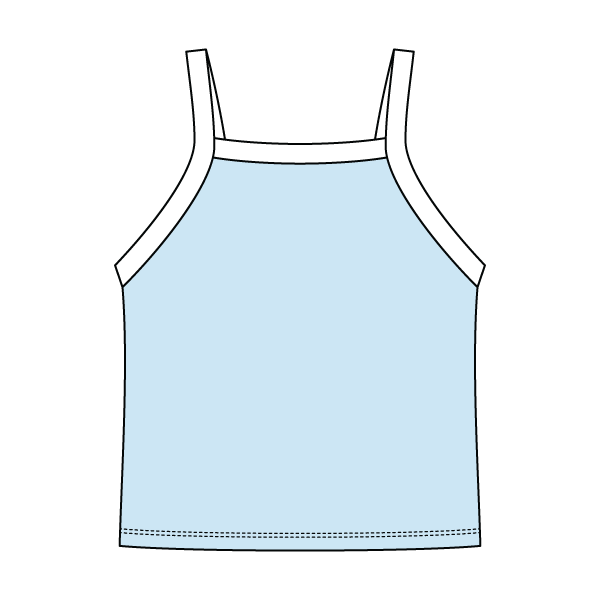 Square High Neck Rib Spaghetti Tank