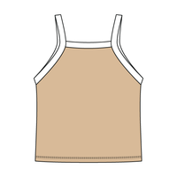Square High Neck Rib Spaghetti Tank