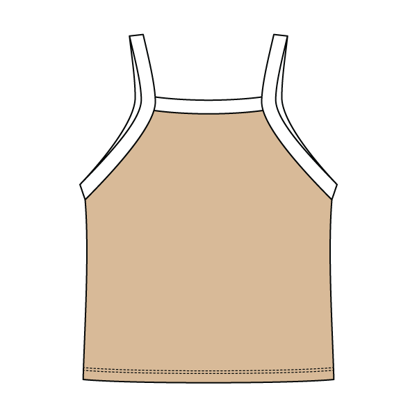 Square High Neck Rib Spaghetti Tank