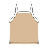 Square High Neck Rib Spaghetti Tank