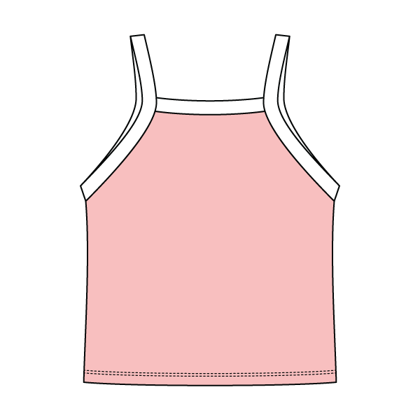 Square High Neck Rib Spaghetti Tank