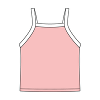 Square High Neck Rib Spaghetti Tank
