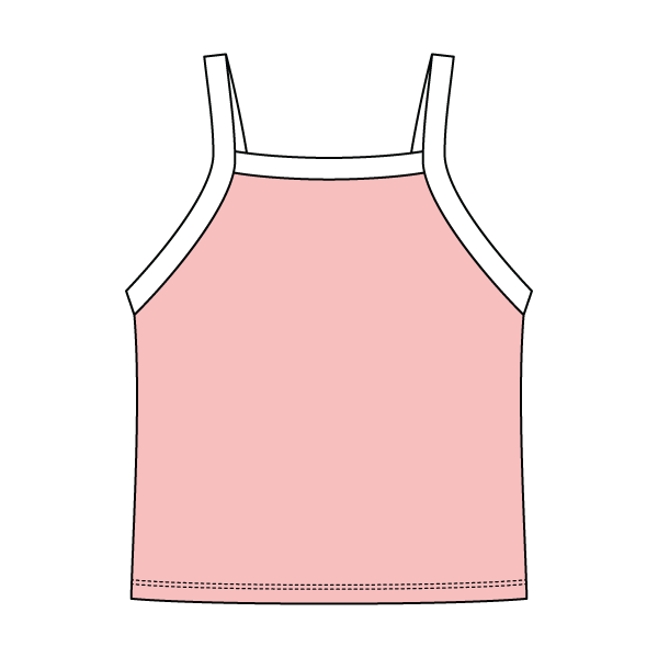 Square High Neck Rib Spaghetti Tank
