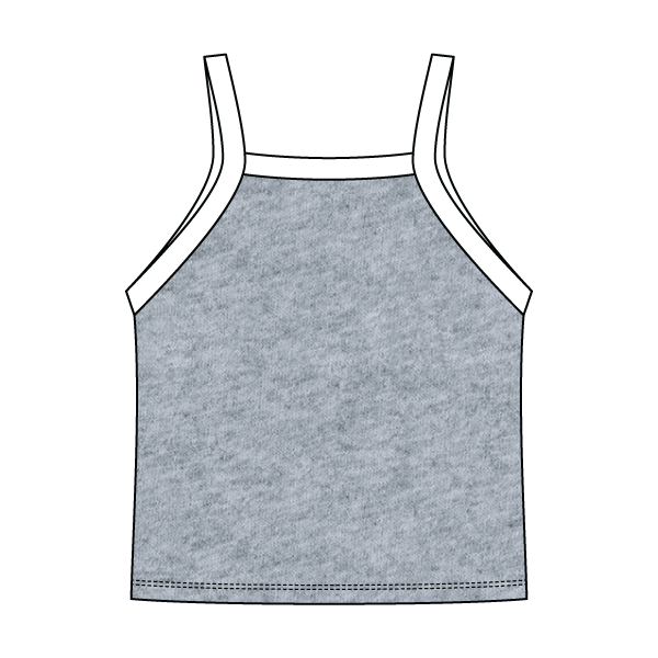 Square High Neck Rib Spaghetti Tank