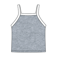Square High Neck Rib Spaghetti Tank