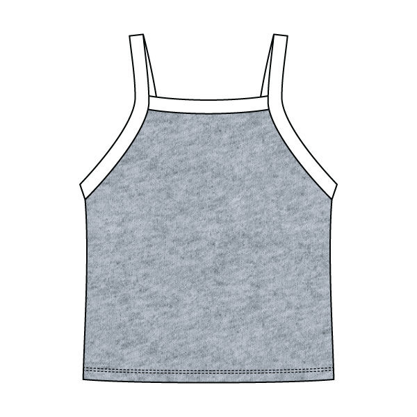 Square High Neck Rib Spaghetti Tank