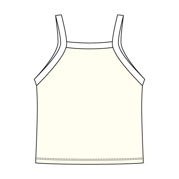 Square High Neck Rib Spaghetti Tank