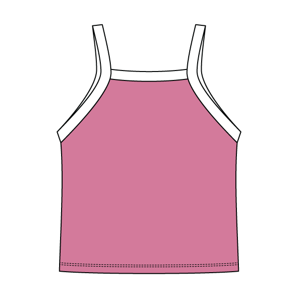 Square High Neck Rib Spaghetti Tank