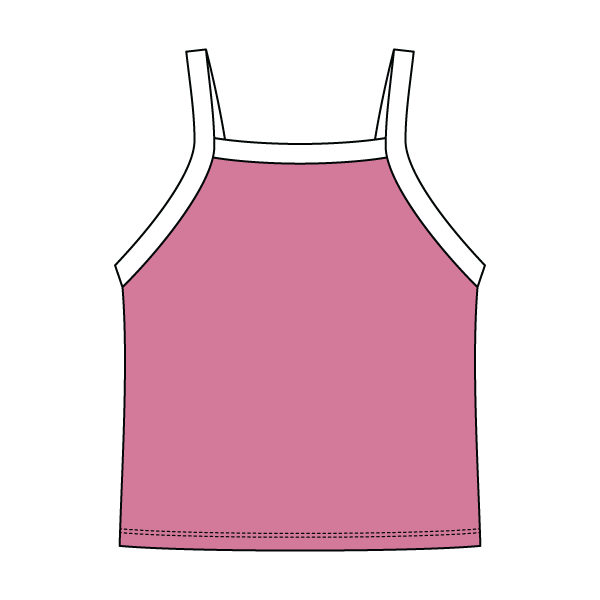 Square High Neck Rib Spaghetti Tank