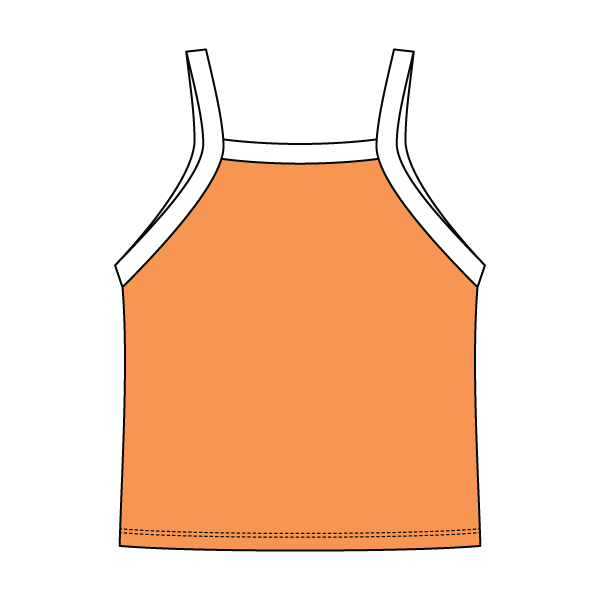 Square High Neck Rib Spaghetti Tank