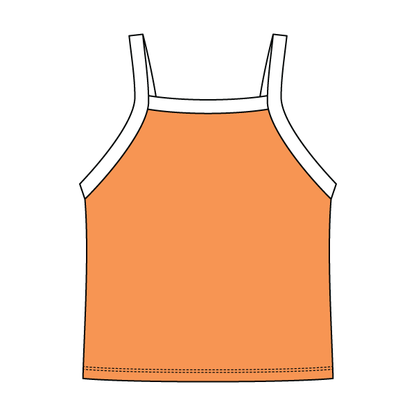 Square High Neck Rib Spaghetti Tank