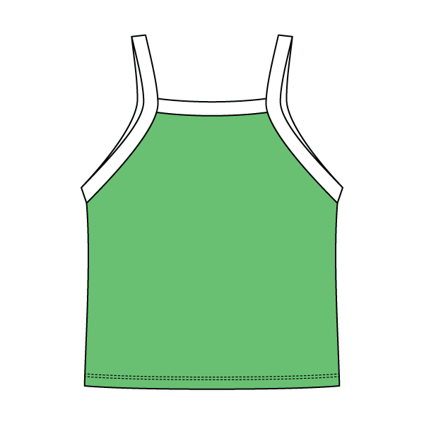 Square High Neck Rib Spaghetti Tank