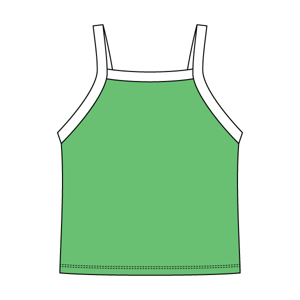 Square High Neck Rib Spaghetti Tank
