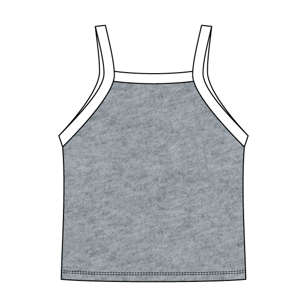 Square High Neck Rib Spaghetti Tank