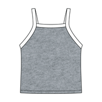 Square High Neck Rib Spaghetti Tank