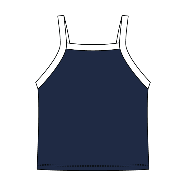 Square High Neck Rib Spaghetti Tank